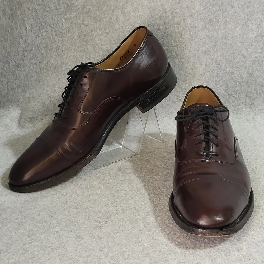 Johnston & Murphy Melton Shoe 10 B/AA Burgundy Leather Oxford Cap Toe 222985